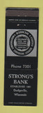 Matchbook Cover - Strong's Bank Dodgeville WI