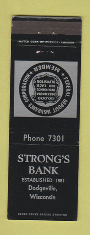 Matchbook Cover - Strong's Bank Dodgeville WI