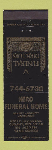 Matchbook Cover - Nero Funeral Home Cudahy WI