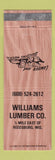 Matchbook Cover - Williams Lumber Reedsburg WI