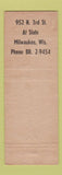 Matchbook Cover - The Casablanca Restaurant Milwaukee WI