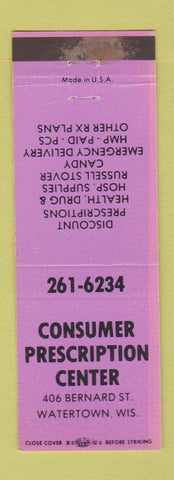 Matchbook Cover - Consumer Drug Watertown WI WEAR