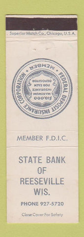 Matchbook Cover - State Bank of Reeseville WI WEAR