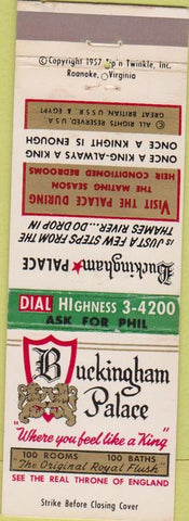 Matchbook Cover - Buckingham Palace Tip Twinkle Joke Gag London UK
