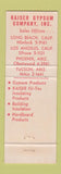 Matchbook Cover - Kaiser Gypsum Building Products Oakland CA WEAR