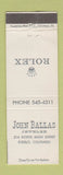 Matchbook Cover - John Ballas Jewelry Rolex Watches Pueblo Colorado WEAR