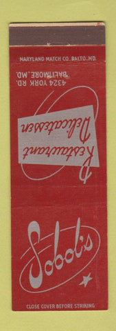 Matchbook Cover - Sobol's Restaurant Deli Baltimore MD