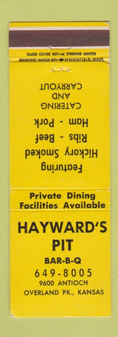 Matchbook Cover - Hayward's Pit BBQ Overland Park KS
