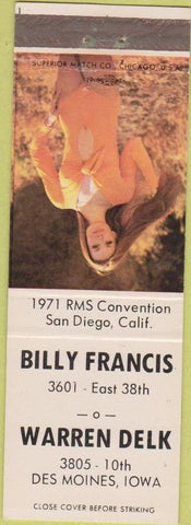 Matchbook Cover - RMS 1971 Des Moines IA pinup