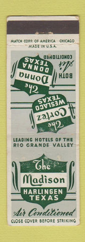 Matchbook Cover - Madison Hotel Harlingen TX Weslaco Donna WEAR