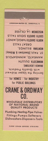 Matchbook Cover - Crane and Ordway Plumbing Heating Supply Mankato Duluth MN