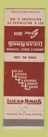 Matchbook Cover - Lucan Bros Baltimore MD Ledgers