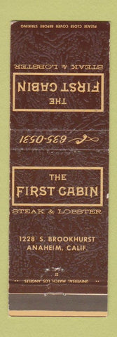 Matchbook Cover - First Cabin Steak Lobster Anaheim CA