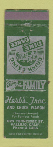 Matchbook Cover - Herb's Troc Chuck Wagon Vallejo CA WORN