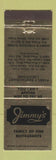Matchbook Cover - Jimmy's Restaurant Chula Vista CA
