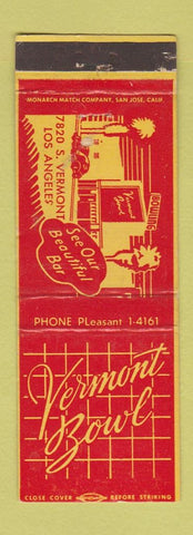 Matchbook Cover - Vermont Bowling Los Angeles CA WEAR