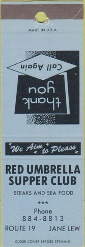 Matchbook Cover - Red Umbrello Supper Club SAMPLE