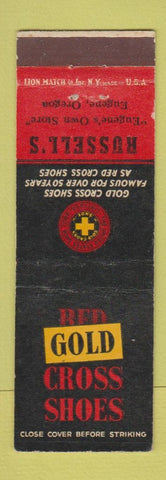 Matchbook Cover - Red Golf Cross Shoes Russell's Eugene OR