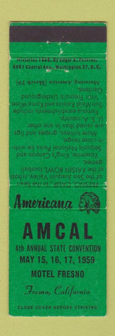 Matchbook Cover - AMCAL Convention 1959 Motel Fresno CA Perkins Americana