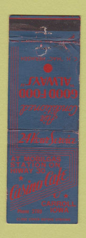 Matchbook Cover - Casino Cafe Carroll IA Mobil oil gas WORN