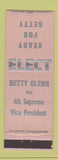 Matchbook Cover Betty Glenn 4th Supreme Vice President Election Pasadena CA WEAR