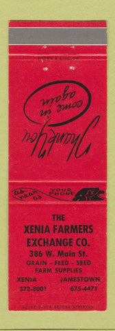 Matchbook Cover - Xenia Farmers Exchange grain feed seed Jamestown OH