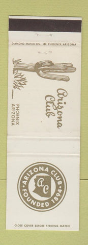 Matchbook Cover - Arizona Club Phoenix AZ
