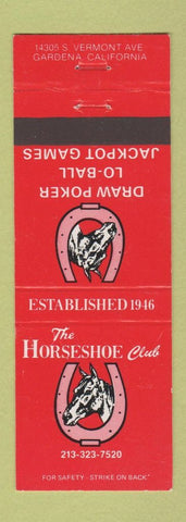 Matchbook Cover - Horseshoe Club Gardena CA Poker Cards