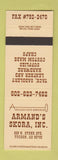 Matchbook Cover - Armand's Skora Tack Saddles Leather Tucson AZ chaps