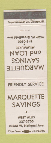 Matchbook Cover - Marquette Savings and Loan Milwaukee WI