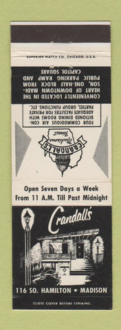 Matchbook Cover - Crandall's Restaurant Madison WI
