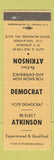 Matchbook Cover - WP Atkinson Election South Milwaukee WI