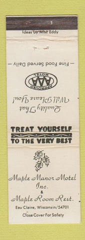 Matchbook Cover - Maple Manor Motel Restaurant Eau Claire WI