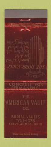 Matchbook Cover - American Vault Burial Cleveland OH funeral