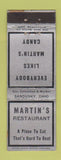 Matchbook Cover - Martin's Restaurnt Sandusky OH WEAR