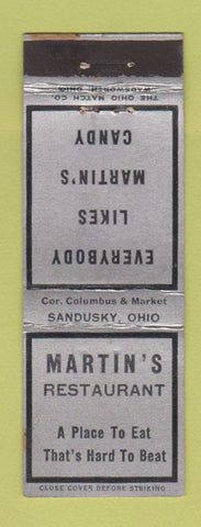 Matchbook Cover - Martin's Restaurnt Sandusky OH WEAR