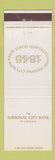 Matchbook Cover - National City Bank Cleveland OH