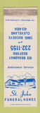 Matchbook Cover - St John Funeral Homes Cleveland OH WEAR