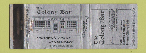 Matchbook Cover - Colony Bar Cleveland OH WEAR