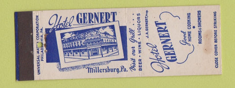 Matchbook Cover - Hotel Gernert Millersburg PA