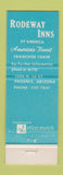 Matchbook Cover - Motel Rodeway Inns Phoenix AZ