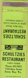 Matchbook Cover - Schultzies Restaurant Green Bay WI POOR
