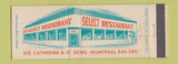 Matchbook Cover - Au Select Restaurant Montreal QC Full Length