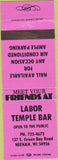 Matchbook Cover - Labor Temple Bar Neenah WI
