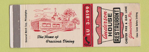 Matchbook Cover - Anderson House Restaurant Glenolden PA WEAR