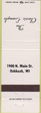 Matchbook Cover - Classic Example Oshkosh WI