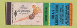 Matchbook Cover - Bill's Liquor Store Watsonville CA pinup POOR