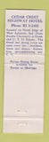 Matchbook Cover - Cedar Crest Hotel Lafayette IN WEAR Full Length