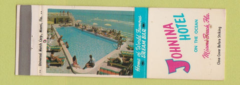 Matchbook Cover - Johnina Hotel Miami Beach FL