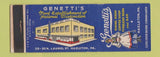Matchbook Cover - Genetti's Restaurant Hazleton PA